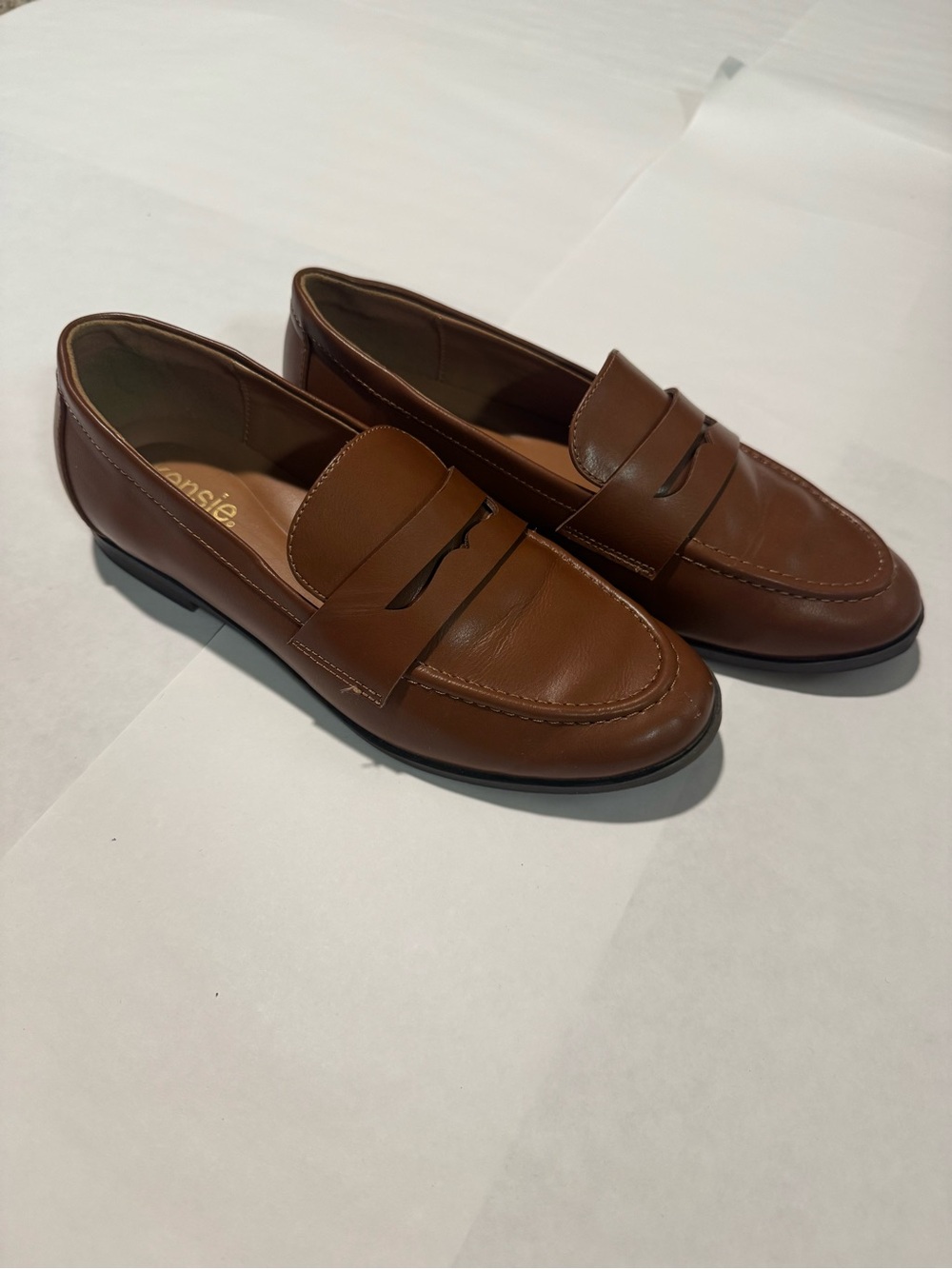 Kensie Chestnut Brown Leather Penny Loafers